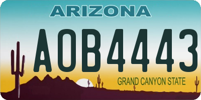 AZ license plate AOB4443