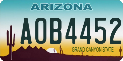 AZ license plate AOB4452
