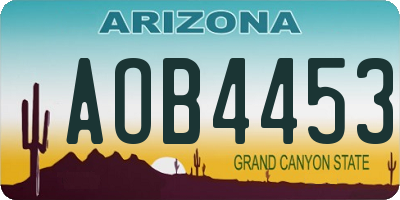 AZ license plate AOB4453