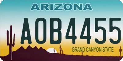 AZ license plate AOB4455