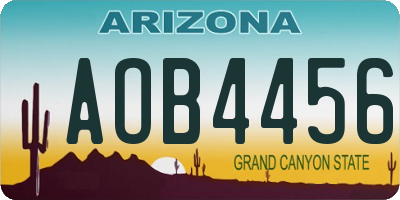 AZ license plate AOB4456