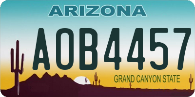 AZ license plate AOB4457