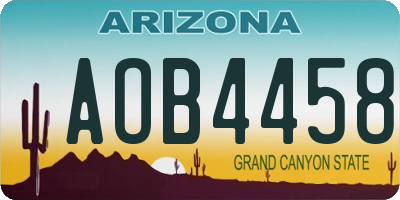 AZ license plate AOB4458