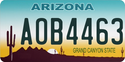 AZ license plate AOB4463