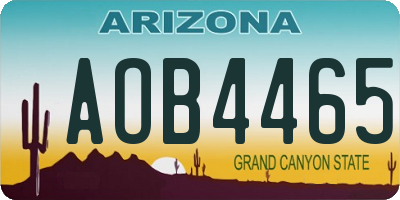 AZ license plate AOB4465