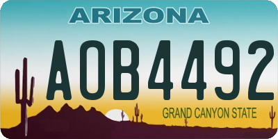 AZ license plate AOB4492