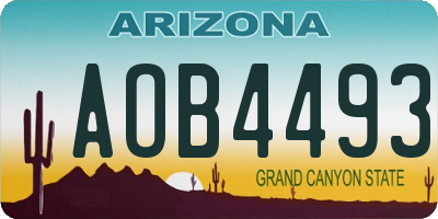 AZ license plate AOB4493