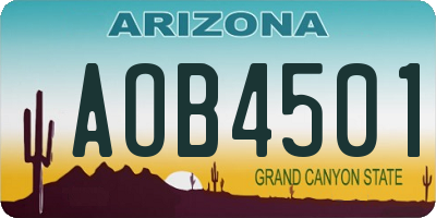 AZ license plate AOB4501