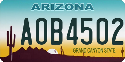 AZ license plate AOB4502