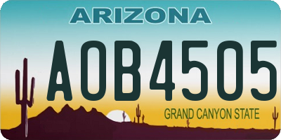 AZ license plate AOB4505