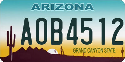 AZ license plate AOB4512