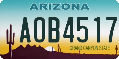 AZ license plate AOB4517