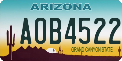AZ license plate AOB4522