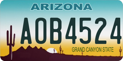 AZ license plate AOB4524