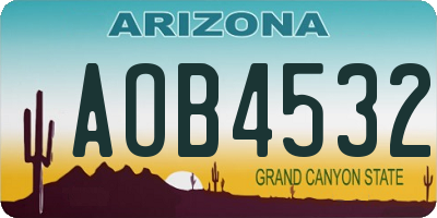 AZ license plate AOB4532