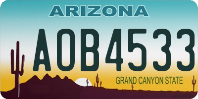 AZ license plate AOB4533