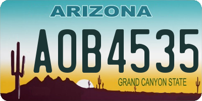 AZ license plate AOB4535