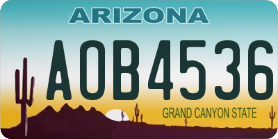 AZ license plate AOB4536