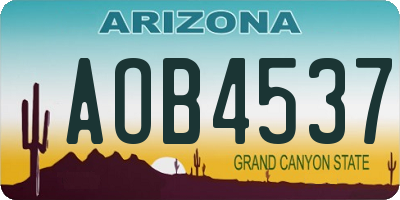AZ license plate AOB4537