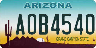 AZ license plate AOB4540