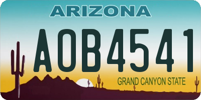 AZ license plate AOB4541