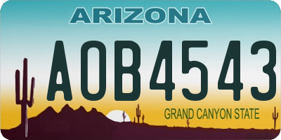 AZ license plate AOB4543