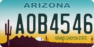 AZ license plate AOB4546