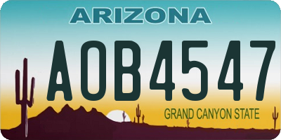 AZ license plate AOB4547