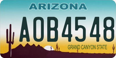 AZ license plate AOB4548