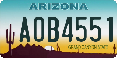AZ license plate AOB4551