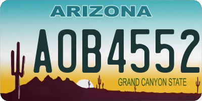 AZ license plate AOB4552