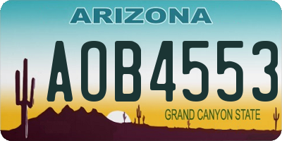 AZ license plate AOB4553