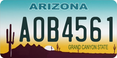 AZ license plate AOB4561