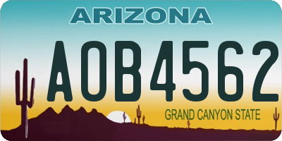AZ license plate AOB4562