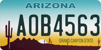 AZ license plate AOB4563