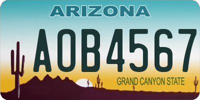 AZ license plate AOB4567