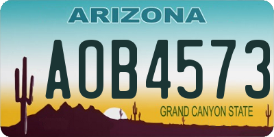AZ license plate AOB4573