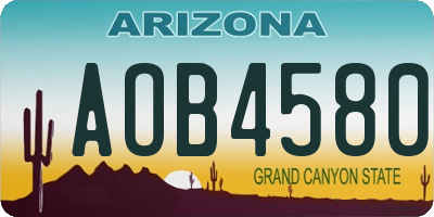 AZ license plate AOB4580