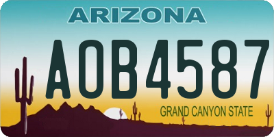 AZ license plate AOB4587