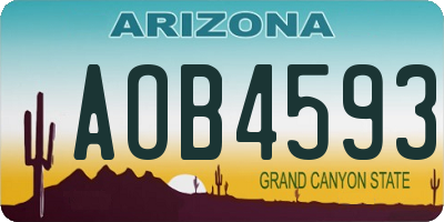 AZ license plate AOB4593