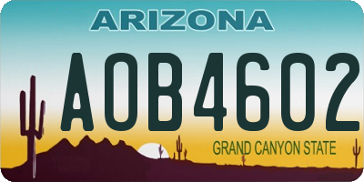 AZ license plate AOB4602