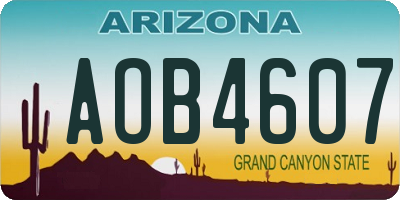 AZ license plate AOB4607