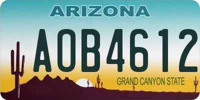 AZ license plate AOB4612