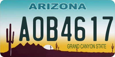 AZ license plate AOB4617