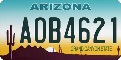 AZ license plate AOB4621