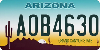 AZ license plate AOB4630