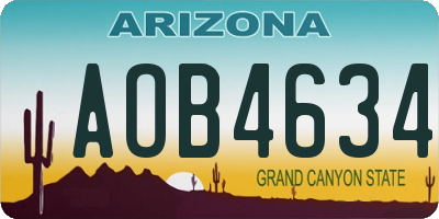 AZ license plate AOB4634