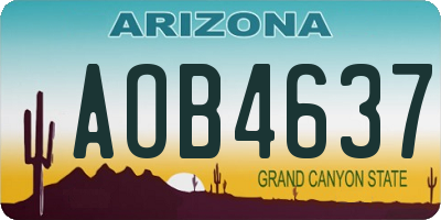AZ license plate AOB4637