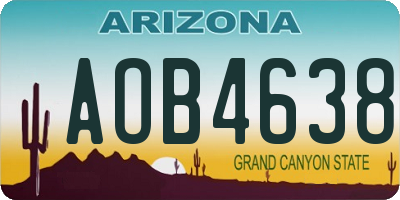 AZ license plate AOB4638