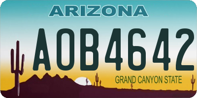 AZ license plate AOB4642